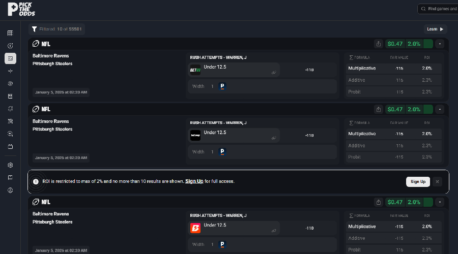 Expected Value bets with staking advisor